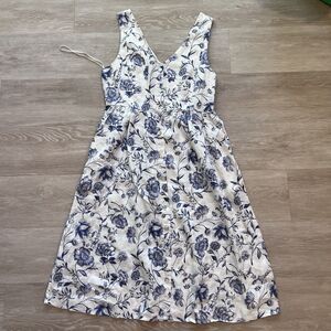 Cynthia Rowley Linen Floral Midi Dress Women's-Size 8